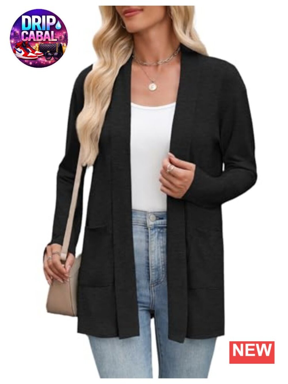 Women's Lightweight Open Front Cardigan with Pockets Long Sleeve Casual